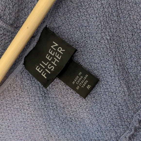 Eileen Fisher 100% Wool Periwinkle Purple Open Cardigan Short Sleeve Knit Size M - Picture 14 of 15